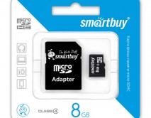 Карта памяти MicroSDHC SmartBuy 8GB cl4 + SD, SB8GBSDCL4-01 