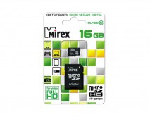 Карта памяти MicroSDHC MIREX 16GB cl10 + SD, 13613-AD10SD16 