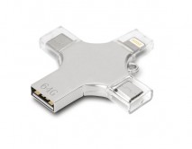 USB Flash iDiskk MFI 8pin/micro/type-c/usb 64GB серебро 