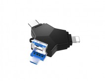 USB Flash 3.0 iDragon 4in1 8pin/micro/type-c/usb 64GB, черный 