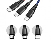 Кабель McDodo CA-6220 3in1 micro + Lightning + Type-C- USB черный, 1,2м 