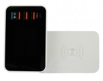 Зарядная станция CDA33WQ с дисплеем 4 USB (1 USB Quick Charge 3.0) + Type-C + беспроводная зарядка