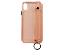 Чехол iPhone XR Cиликон с ремешком (розовый)
