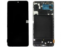 Дисплей Samsung A715F Galaxy A71 + тачскрин + рамка черный (Копия OLED/Широкая рамка)