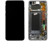 Дисплей Samsung G973F Galaxy S10 + тачскрин + рамка черный (GH82-18850A) (Service Pack 100%)