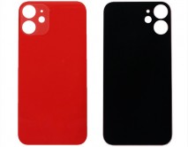 Задняя крышка (cтекло) iPhone 12 Mini (с увел. вырезом) красная 1 класс