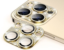Защитная накладка на камеру iPhone 11 Pro/11 Pro Max 3D со стразами золотая